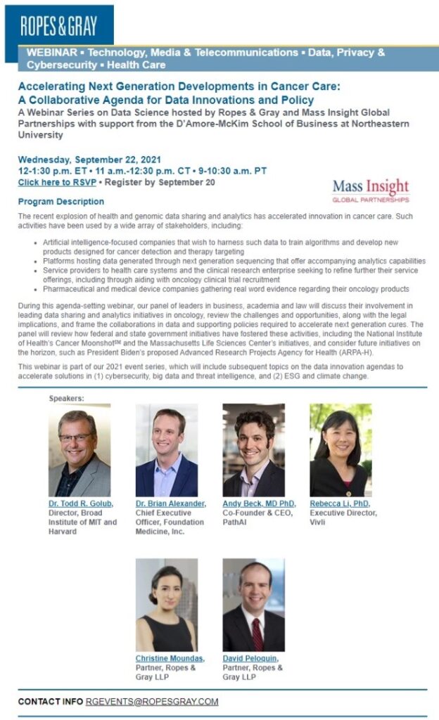 Vivli Executive Director Dr. Rebecca Li to speak at Ropes & Gray and Mass Insight Global