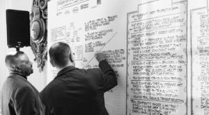 A participant indicates their interest in a topic with a red dot